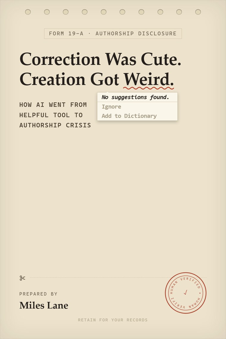 Correction Was Cute. Creation Got Weird. cover